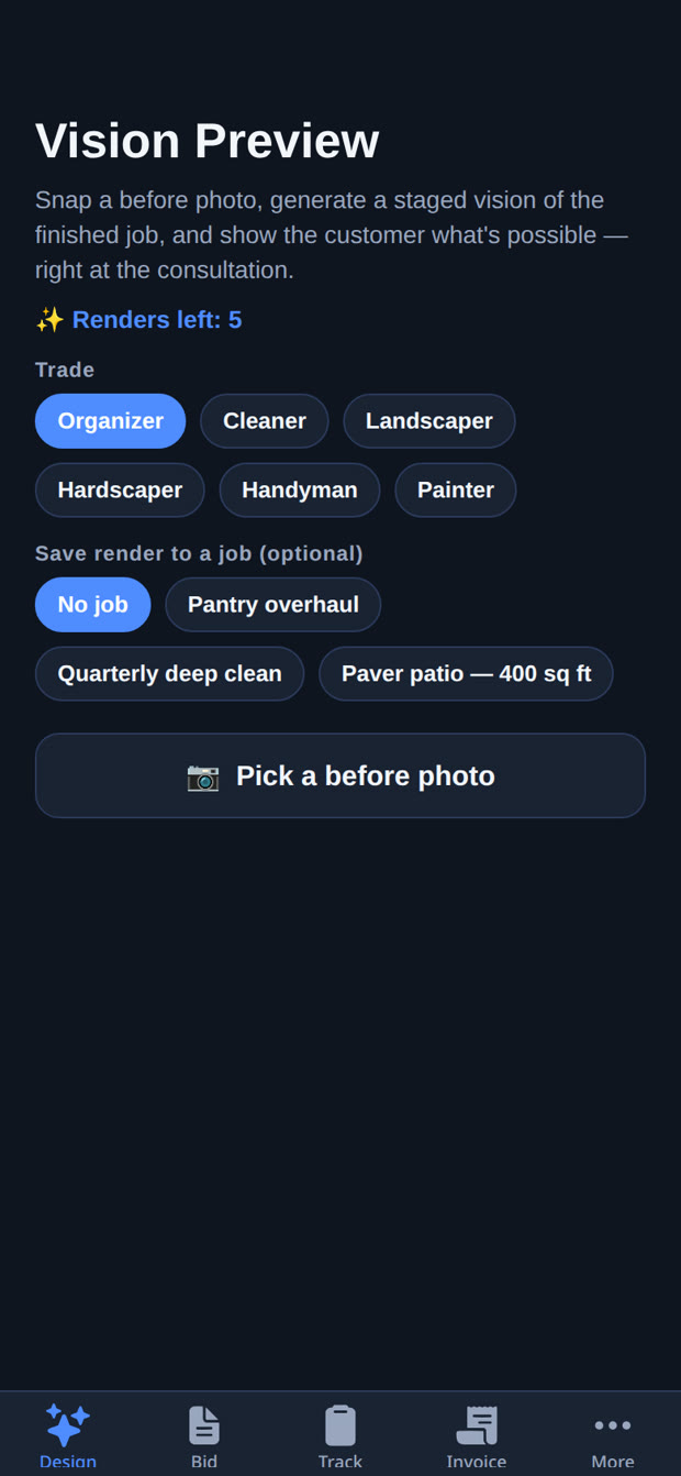 Vision Preview screen in the NailLedger app — real app screenshot